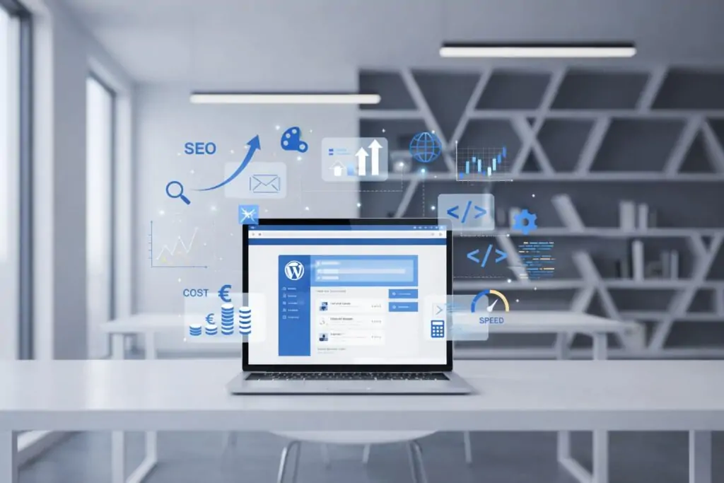Factori care influențează prețul unui site WordPress precum SEO, design, performanță și funcționalități