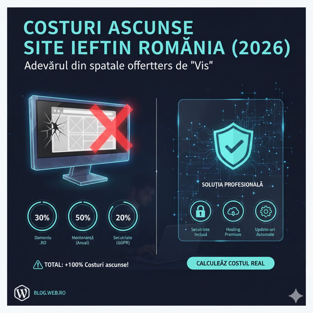 site ieftin România , De ce un site ieftin te poate costa cu 100% mai mult în timp din cauza lipsei mentenanței și a securității.