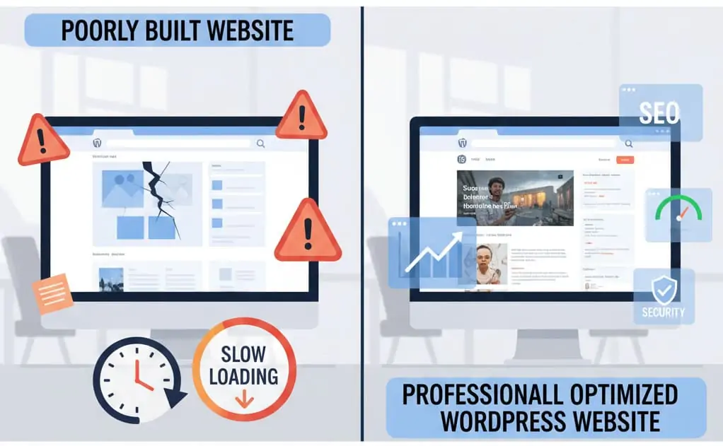 Refacere site WordPress ieftin și diferența față de un site profesional optimizat