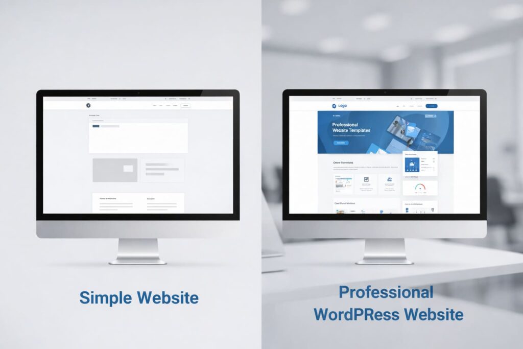 Comparație între site simplu și site WordPress profesional și impactul asupra prețului